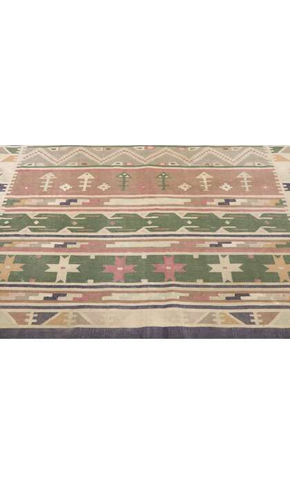 ​5 x 9 Vintage Indian Stone Wash Dhurrie Rug with Tribal Style 77985