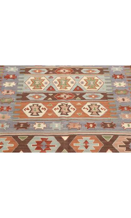 4 x 6 Vintage Persian Shiraz Kilim Rug with Bohemian Tribal Style  77988