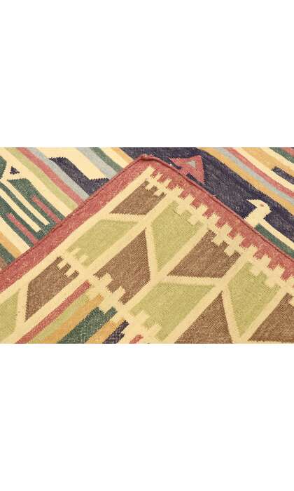 4 x 6 Vintage Indian Stone Wash Dhurrie Rug with Tribal Style 77989