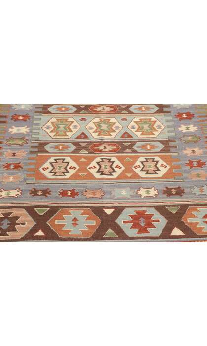 4 x 6 Vintage Persian Shiraz Kilim Rug with Bohemian Tribal Style 77992