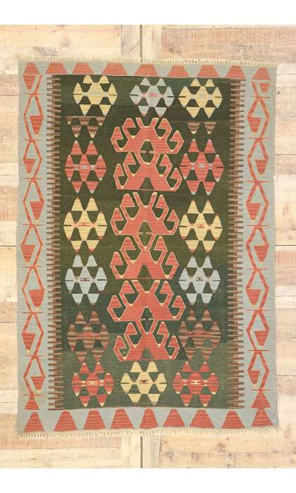 4 x 6 Vintage Persian Shiraz Kilim Rug 77995