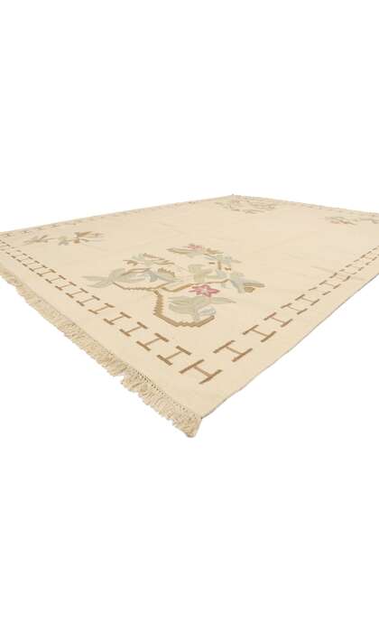 9 x 12 Vintage Oltenian Romanian Floral Kilim Rug 78000