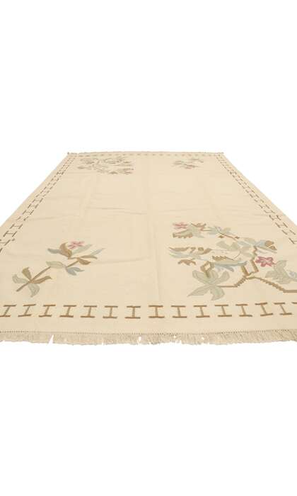 9 x 12 Vintage Oltenian Romanian Floral Kilim Rug 78000