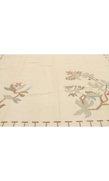 9 x 12 Vintage Oltenian Romanian Floral Kilim Rug 78000