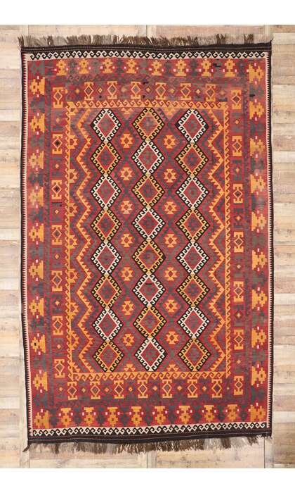 9 x 14 Vintage Afghan Maimana Kilim Rug 78008