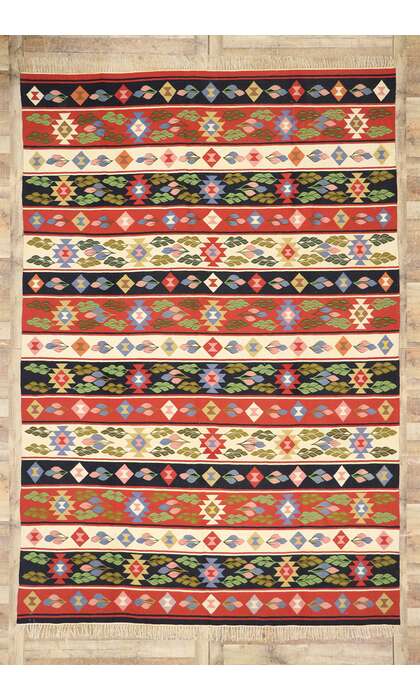 8 x 12 Vintage Romanian Oltenian Kilim Rug 78013