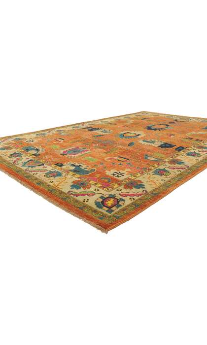 6 x 9 Contemporary Orange Oushak Rug 80356
