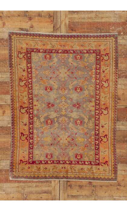 5 x 6 Vintage Turkish Oushak Rug 53722