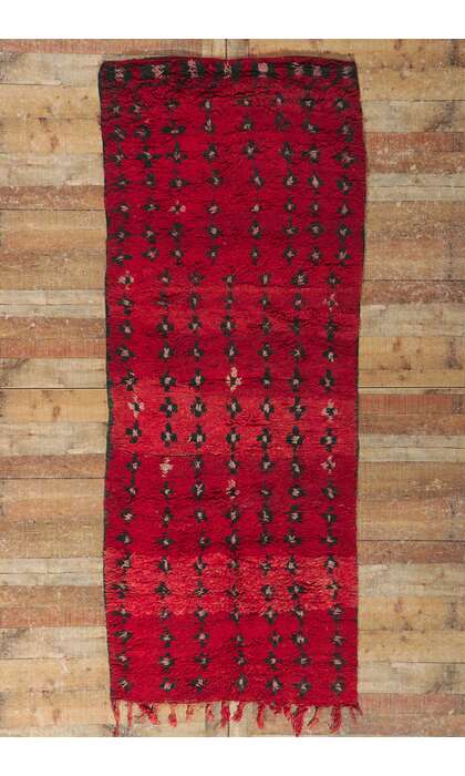 4 x 9 Vintage Red Beni Mrirt Moroccan Rug 21508