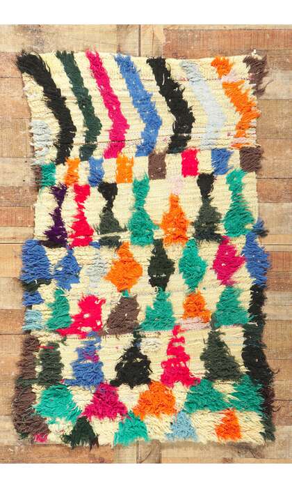 3 x 5 Vintage Berber Moroccan Boucherouite Rag Rug 21601