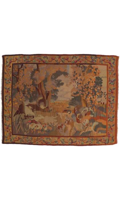6 x 7 Antique French Aubusson Verdure Tapestry 53775