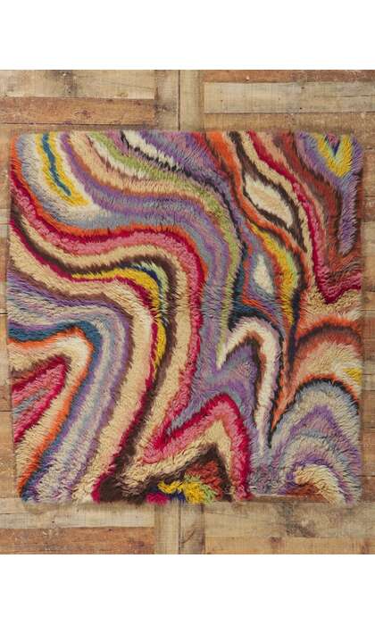 4 x 5 Vintage Swedish Rya Rug 78167