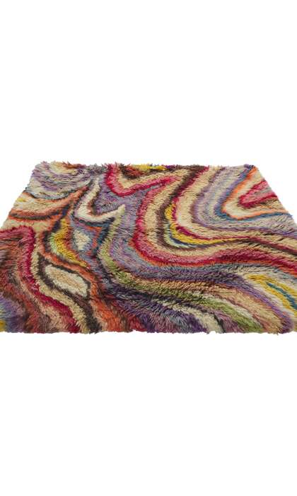 4 x 5 Vintage Swedish Rya Rug 78167