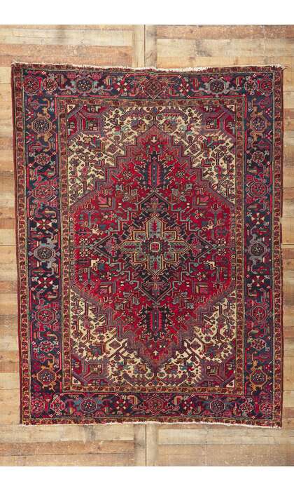 7 x 9 Vintage Persian Heriz Rug 78180
