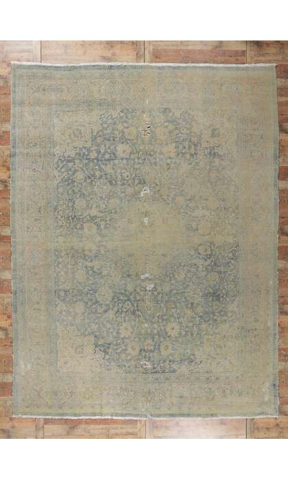 10 x 14 Antique Distressed Persian Tabriz Rug 78196