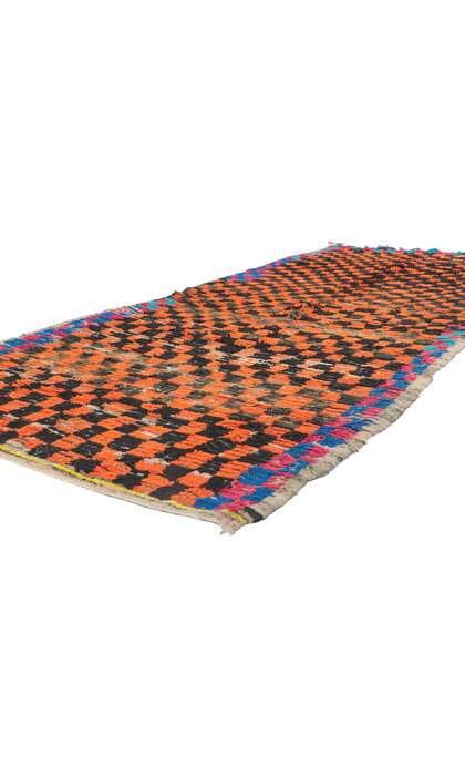4 x 9 Vintage Checkered Moroccan Azilal Rug 21507