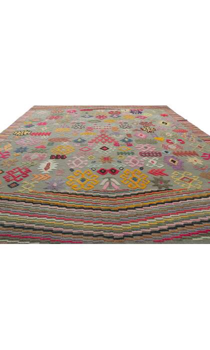 10 x 14 Turkish Kilim High-Low Rug 53784