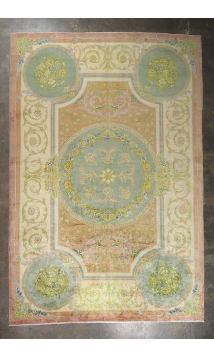 13 x 20 Vintage Persian Isfahan Rug with French Romanticism and Louis XIV Style 61025