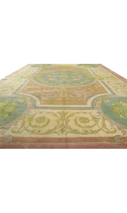 13 x 20 Vintage Persian Isfahan Rug with French Romanticism and Louis XIV Style 61025