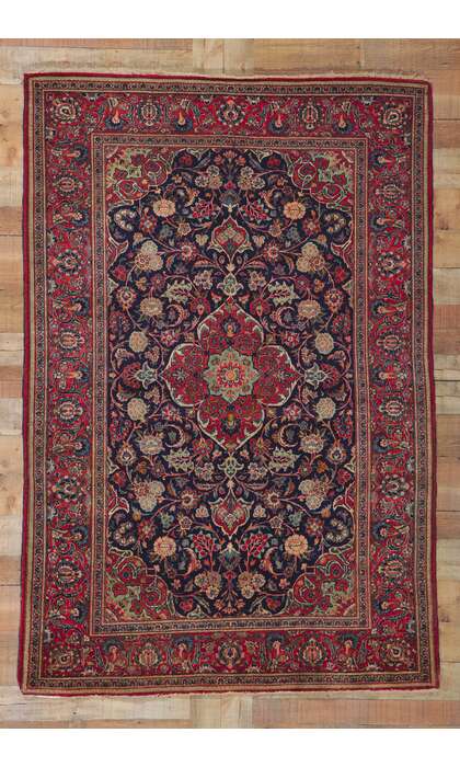 5 x 7 Antique Persian Kashan Rug 74320