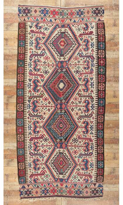 5 x 11 Antique Caucasian Kilim Rug 78190
