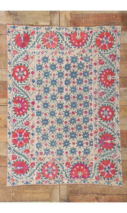 4 x 5 Antique Uzbek Bukhara Suzani Tapestry 78197