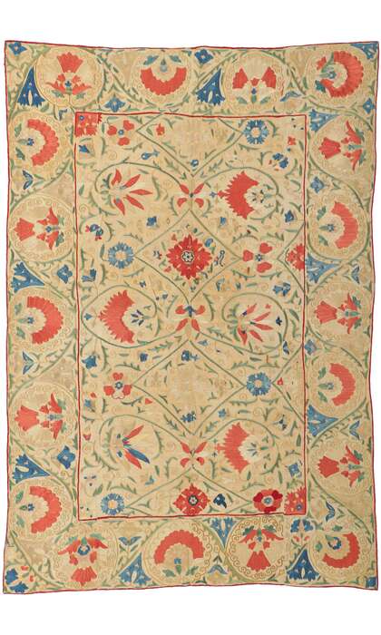 4 x 5 Antique Uzbek Nurata Suzani Tapestry 78198