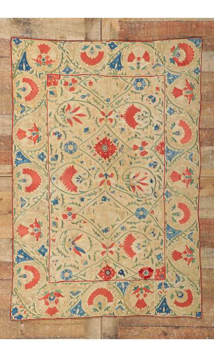 4 x 5 Antique Uzbek Nurata Suzani Tapestry 78198