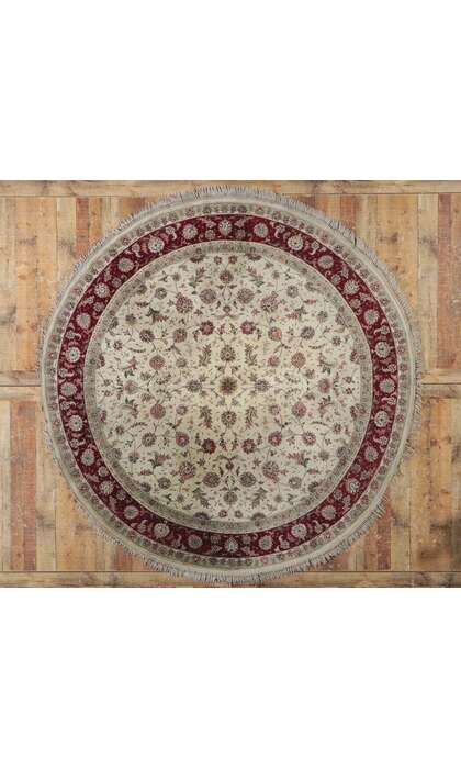 8 x 8 Vintage Pakistani Tabriz Round Rug 78206