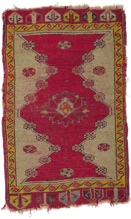 2 x 3 Antique Red Turkish Oushak Rug 78208