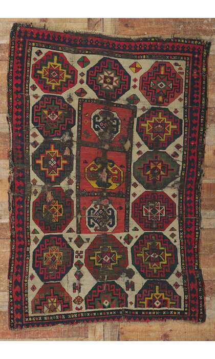 4 x 6 Antique Caucasian Kazak Rug 78211