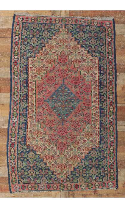 4 x 6 Vintage Persian Bijar Kilim Rug 78212