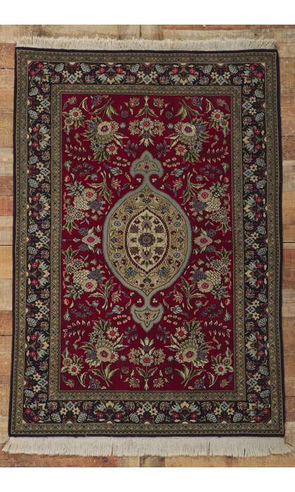 4 x 5 Vintage Persian Qum Rug 78220