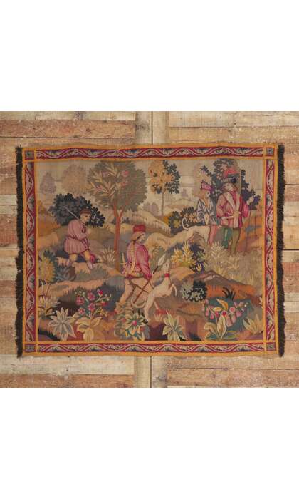 4 x 5 Antique French Aubusson Tapestry 78244