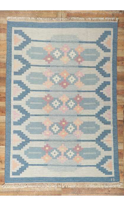 7 x 10 Ingegerd Silow Vintage Swedish Rollakan Rug 78246