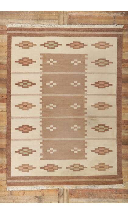 7 x 9 Erik Lundberg Vintage Swedish Rollakan Rug 78253