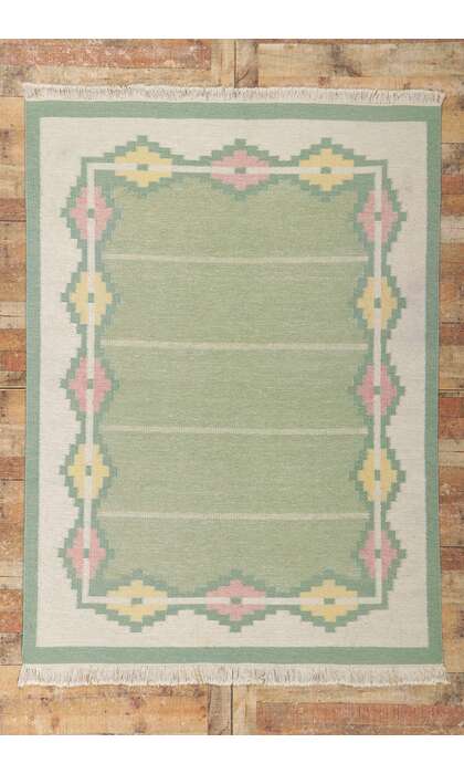 6 x 8 Vintage Swedish Kilim Rollakan Rug 78263