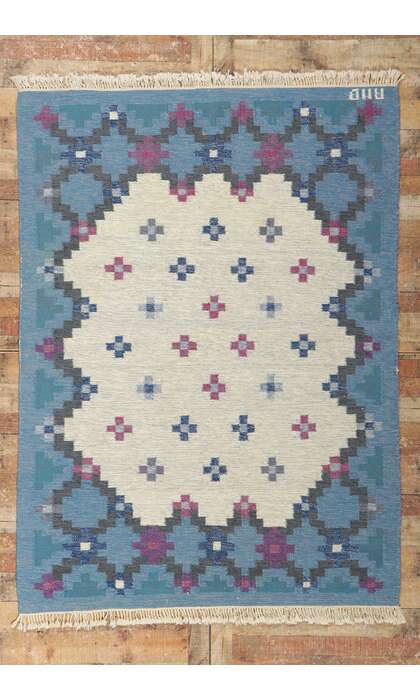 6 x 8 Anne Marie Boberg Vintage Swedish Rollakan Rug 78265