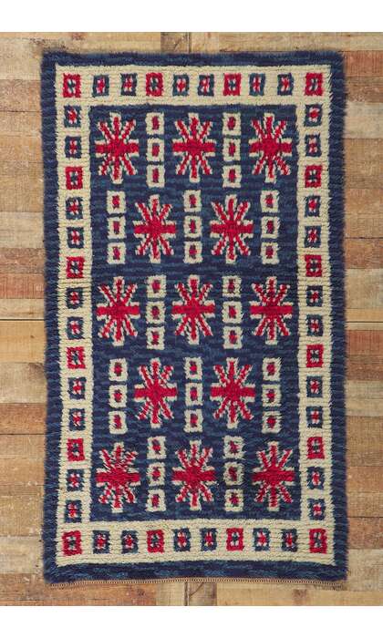 3 x 6 Vintage Finnish Rya Ryijy Rug 78270