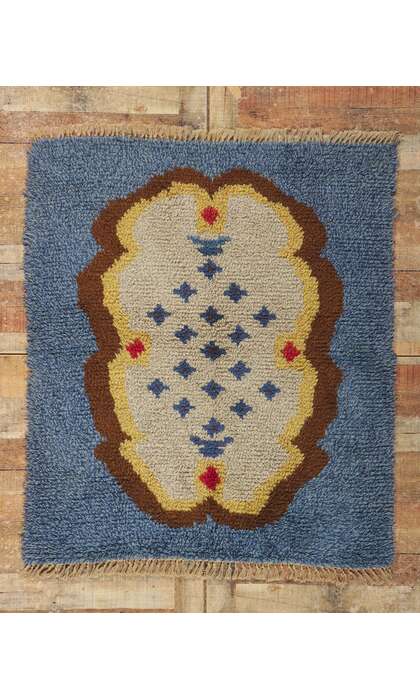 4 x 4 Vintage Scandinavian Swedish Rya Rug 78276