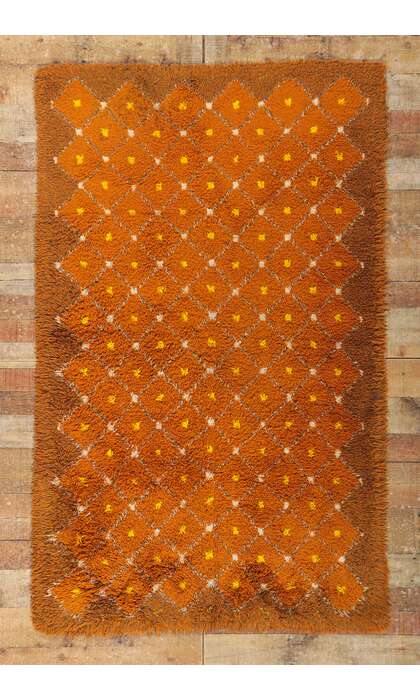 4 x 7 Vintage Danish Rya Rug 78279