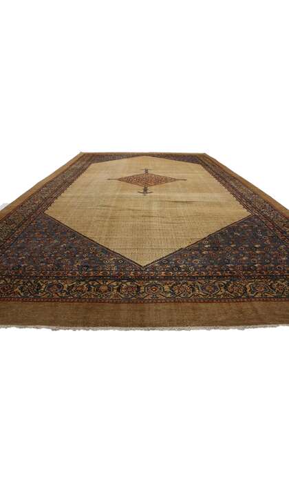 14 x 24 Antique Persian Malayer Rug with Camel Hair 74396