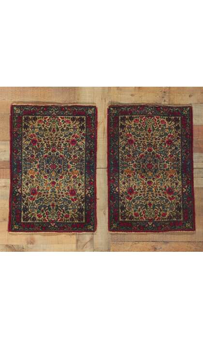 2 x 3 Antique Persian Kerman Rug 73228 Matching Pair