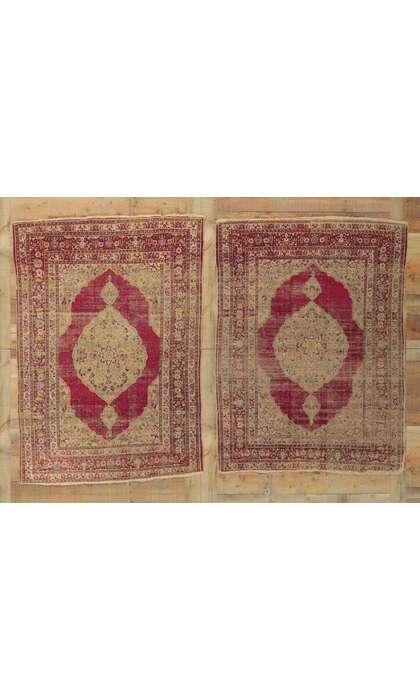 4 x 5 Antique Persian Silk Tabriz Rug 76951