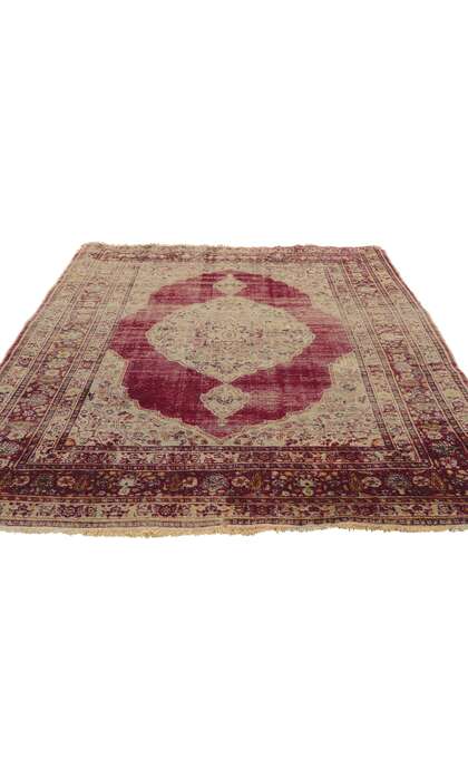 4 x 5 Antique Persian Silk Tabriz Rug 76951