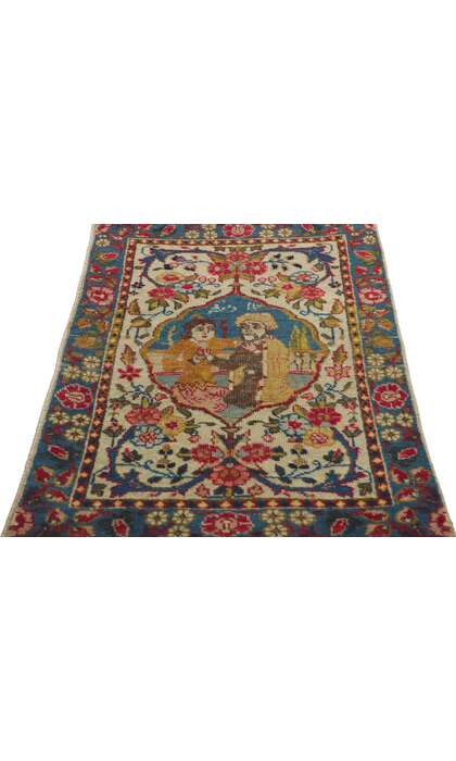 2 x 2 Antique Persian Tabriz Pictorial Rug 61064
