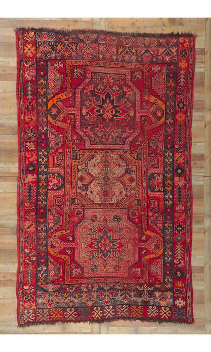 7 x 11 Vintage Red Turkish Oushak Rug 74925