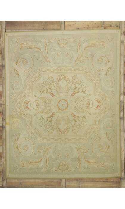 8 x 10 Vintage Handwoven Aubusson Style Rug 76744