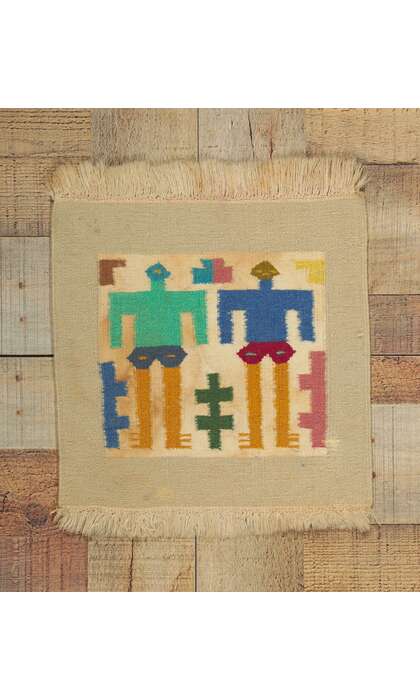 1 x 1 Vintage Peruvian Tapestry Rug 78295