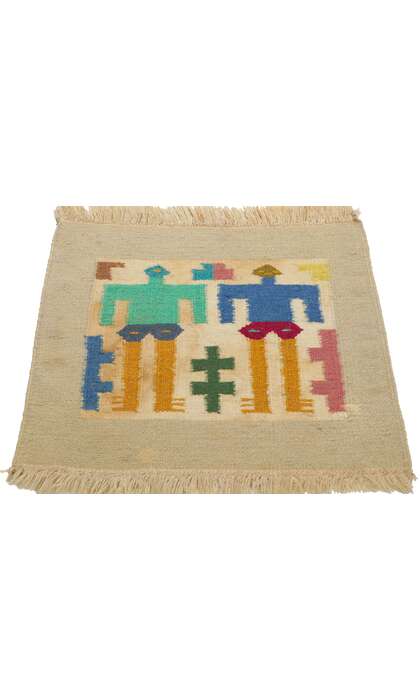 1 x 1 Vintage Peruvian Tapestry Rug 78295